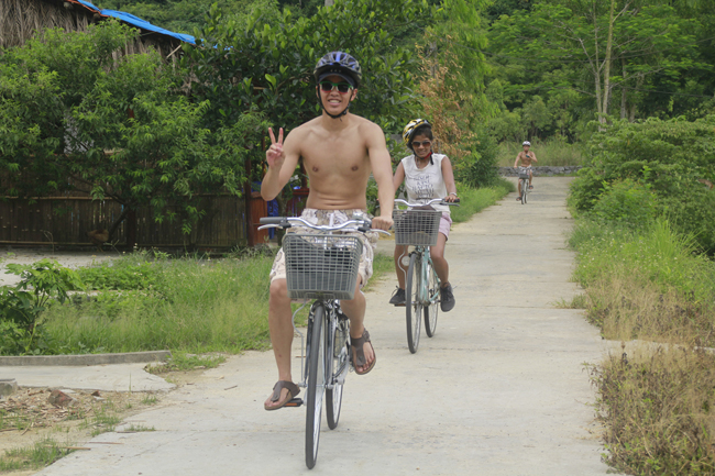 biking in Viet Hai Village
